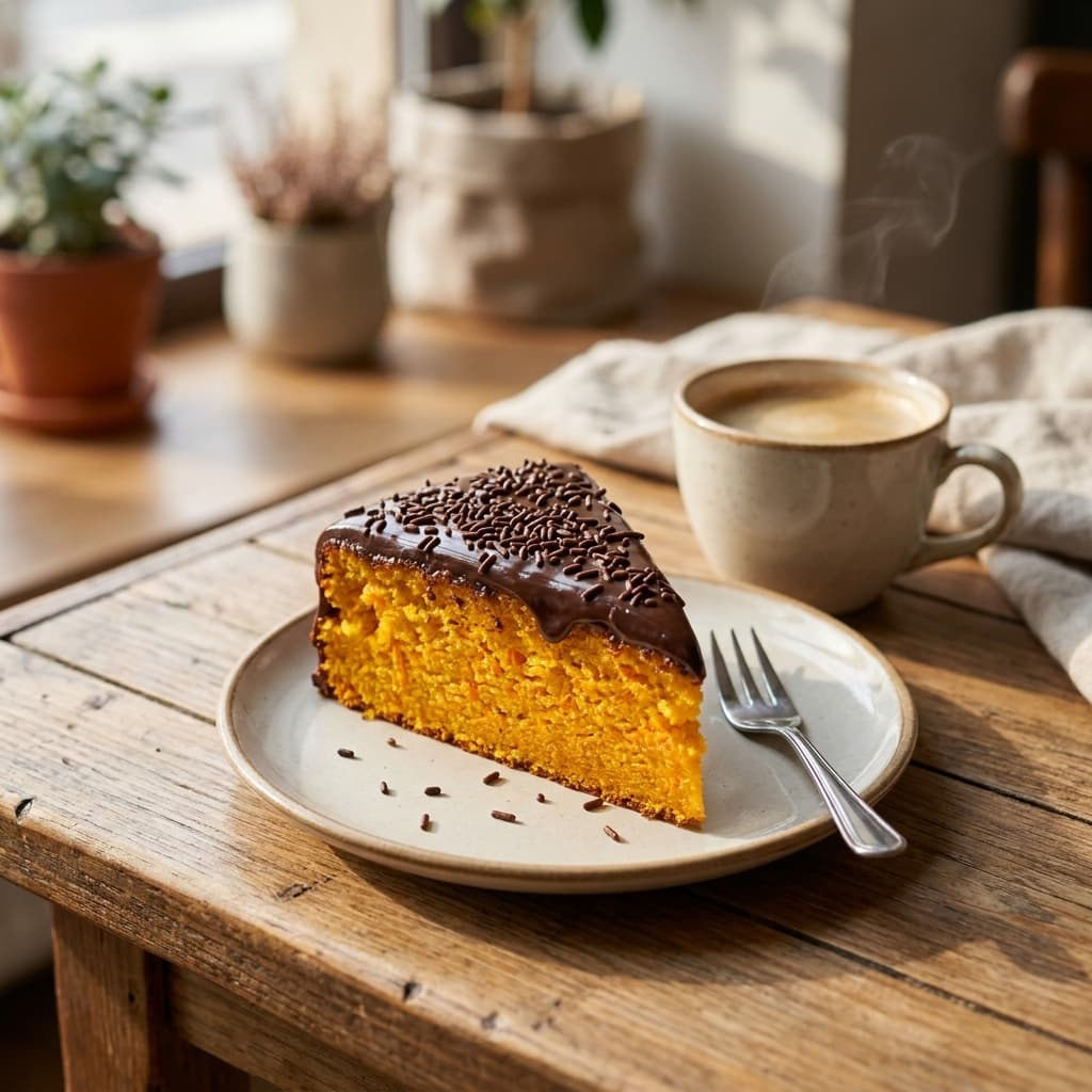 Fatia de Bolo de Cenoura com Chocolate e Granulado 100g image