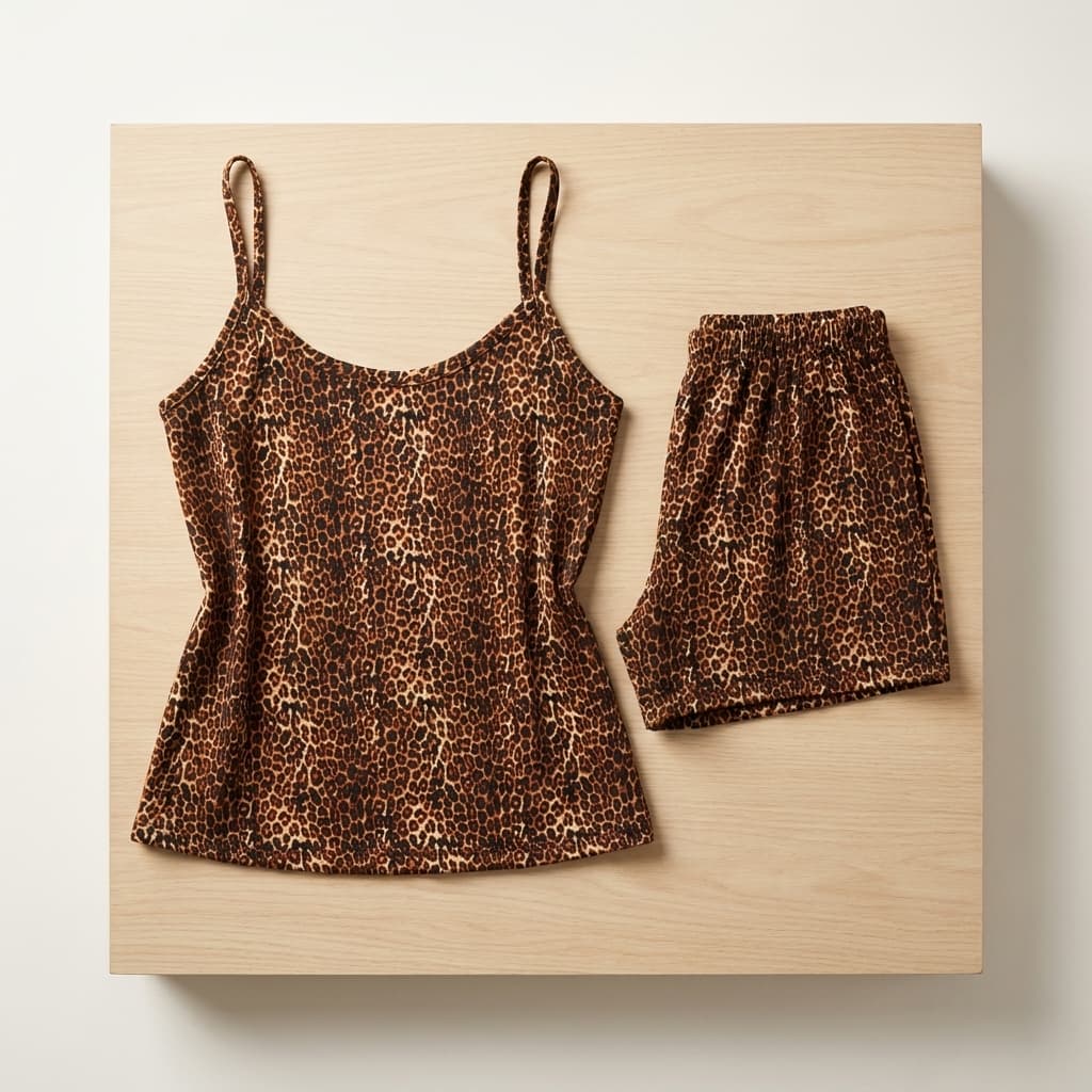 Pijama Feminino Suede Animal Print Conjunto de Dormir alternate image