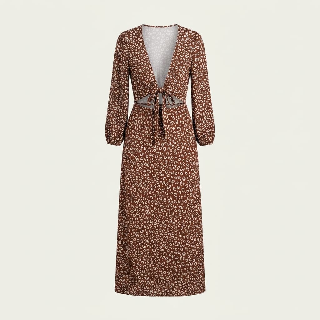 Vestido Longo Estampado Animal Print com Amarração image