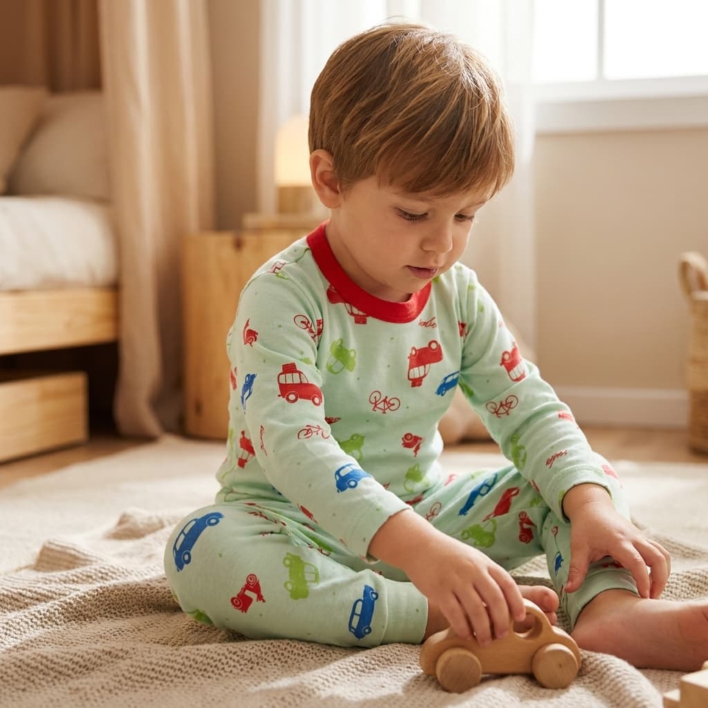 Pijama Infantil Masculino de Algodão Veículos Longo image