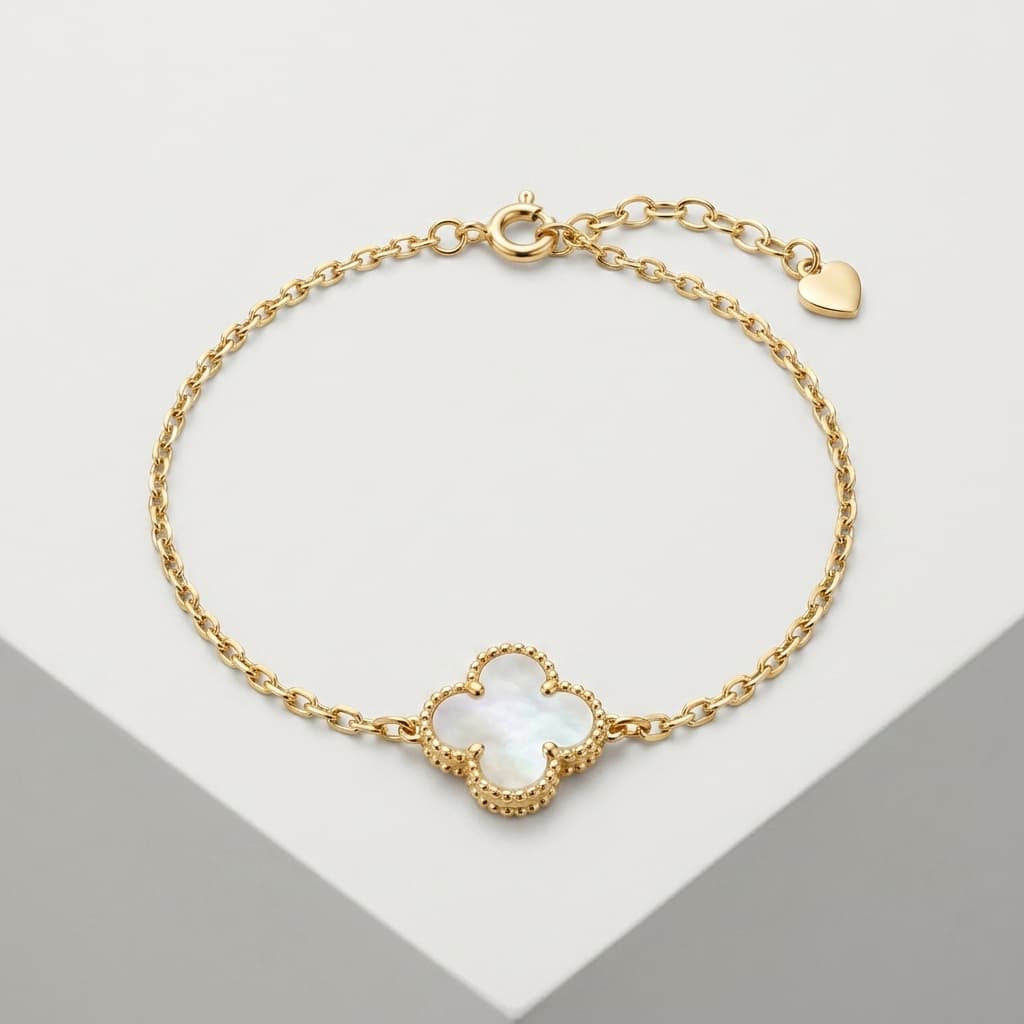 Pulseira Feminina Van Cleef Dourada Trevo de Madrepérola alternate image