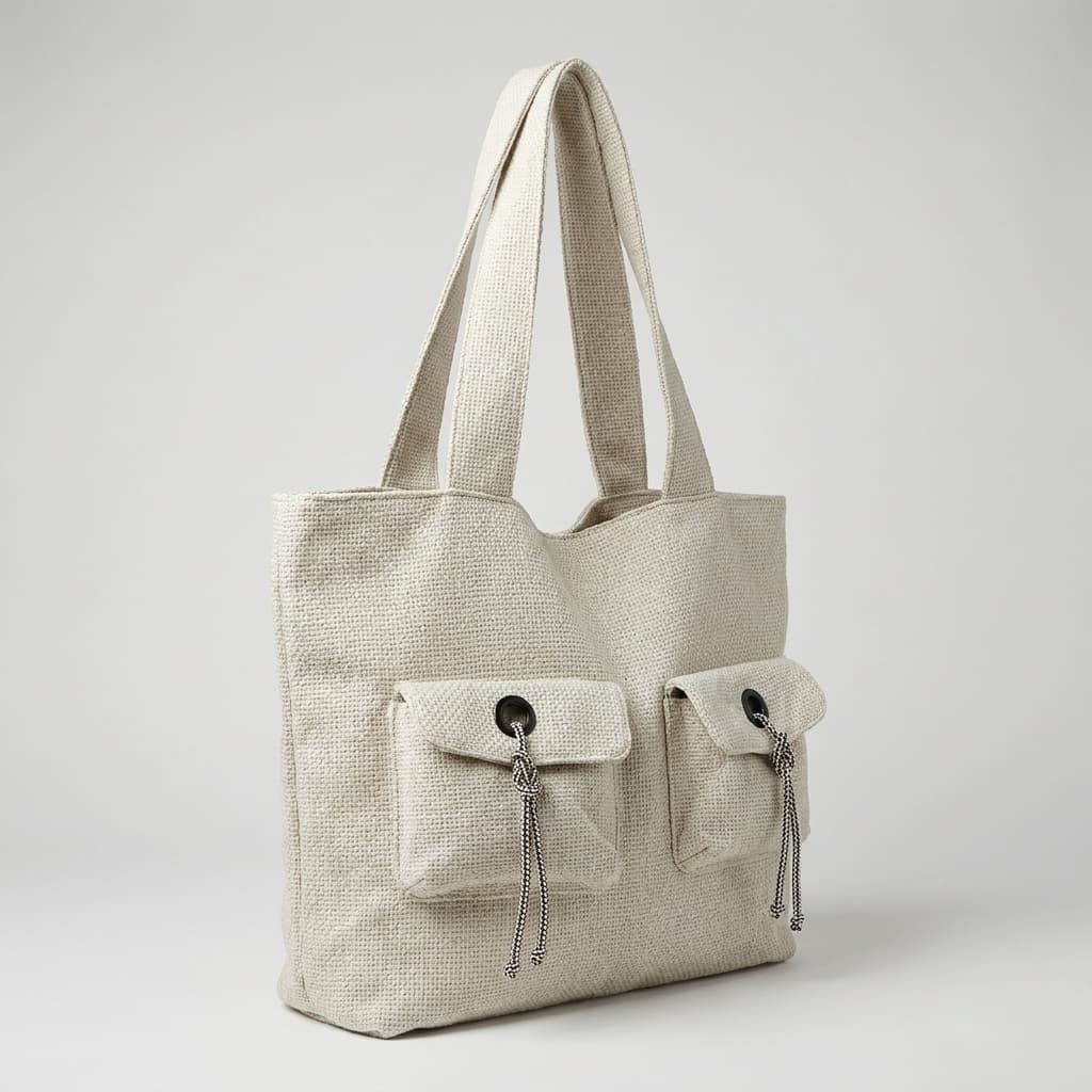 Bolsa Tote Bag Grande Texturizada com Bolsos Frontais image